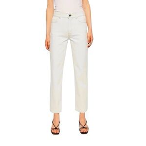 NWT Anine Bing Etta High Rise Cropped Straight Leg  Denim Jeans Off White 25